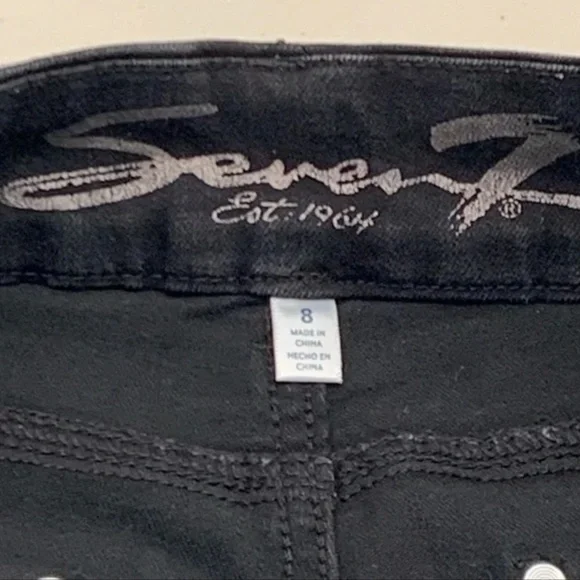 Seven 7 Womens Tummyless High Rise Skinny Jeans Size 8 Black Stretch Denim - Picture 4 of 6